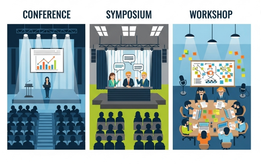 Symposium, Conference, Workshop有什么区别？一文读懂三大学术活动