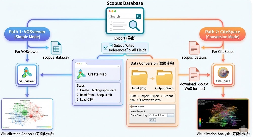 如何将 Scopus 数据导入 VOSviewer 和 CiteSpace？