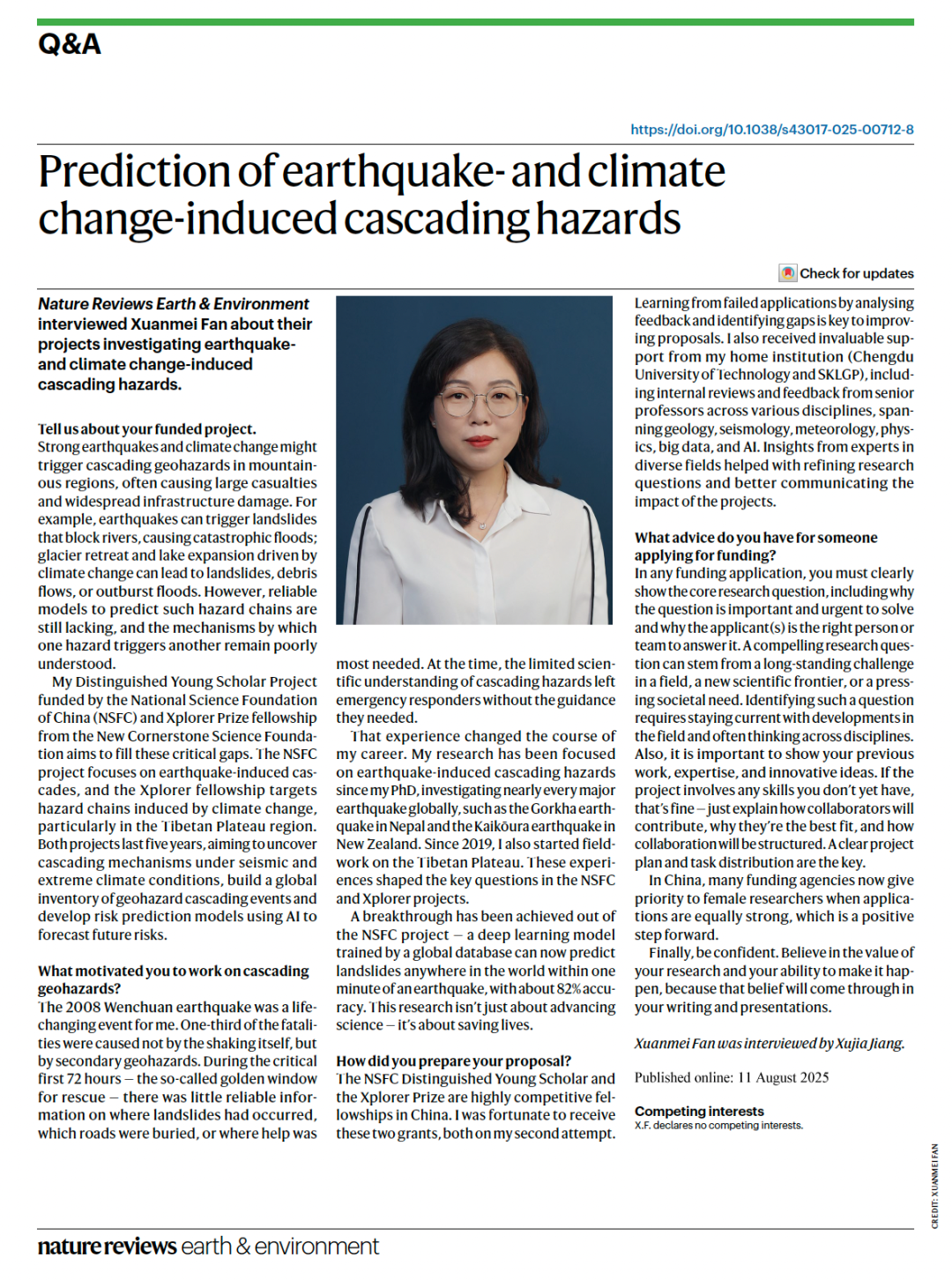 国家杰青！成都理工Nature大子刊，地震与气候变化引发的级联灾害预测！