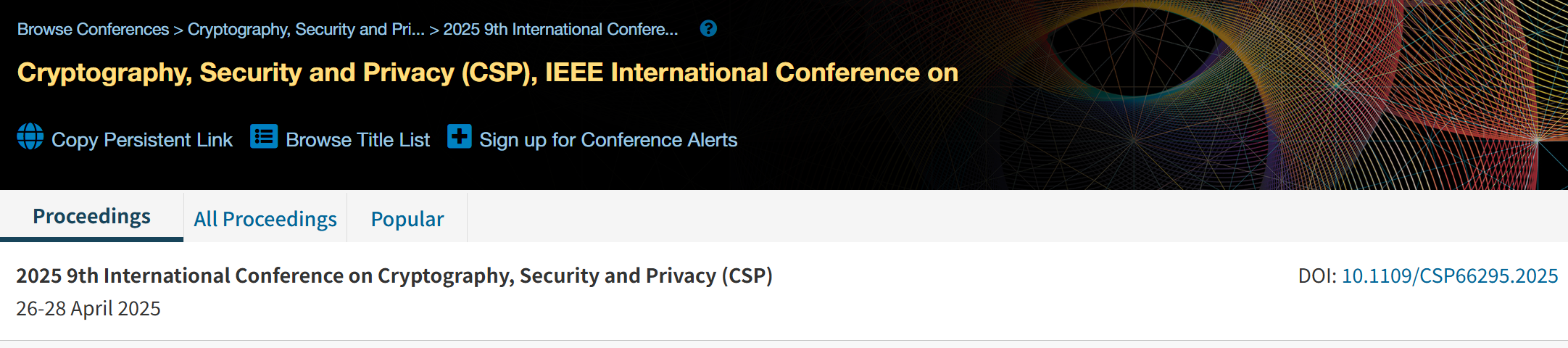 2026年第10届密码学,安全和隐私国际会议