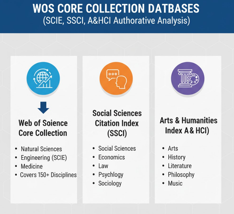 WOS 核心合集到底包括哪几个数据库?(SCIE, SSCI, A&HCI 权威解析)