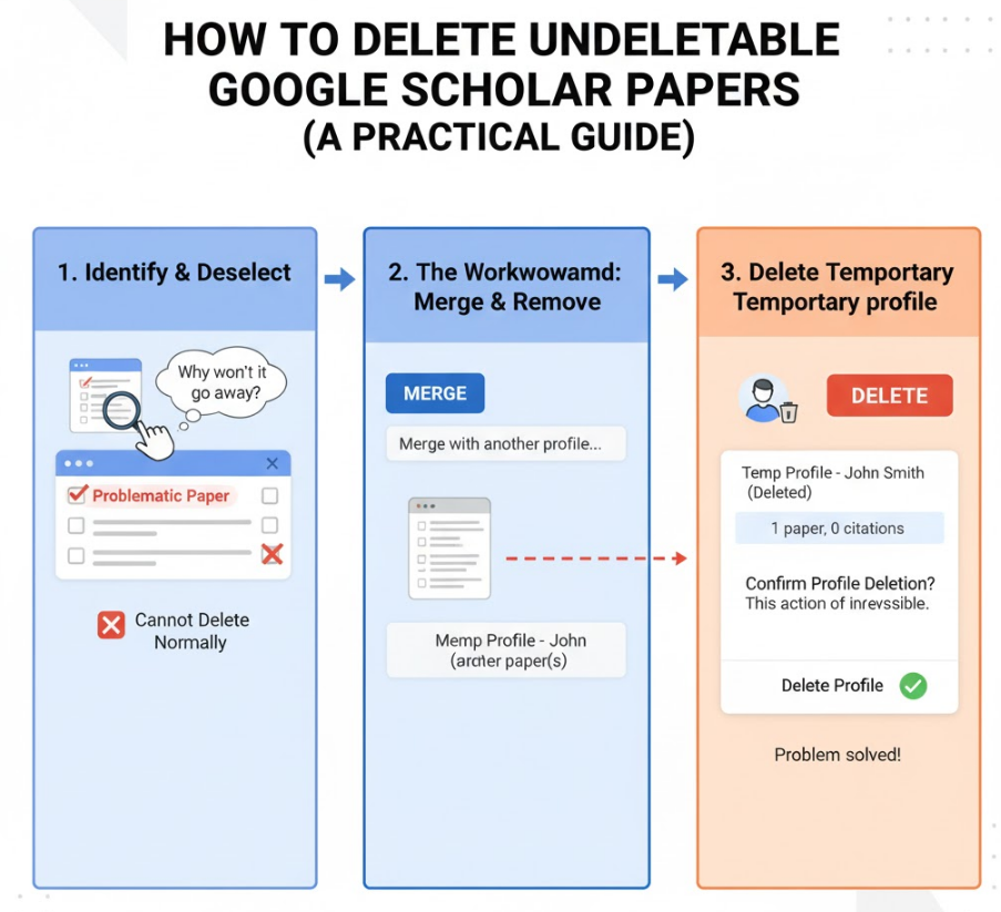 谷歌学术个人主页上的论文无法删除怎么办?