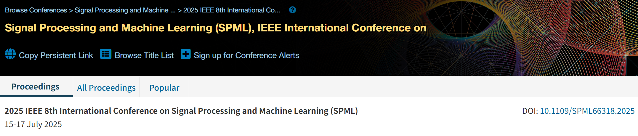 2026年IEEE第九届信号处理与机器学习国际会议