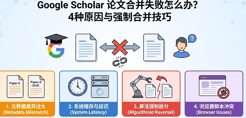 Google Scholar 论文合并失败怎么办？4种原因与强制合并技巧