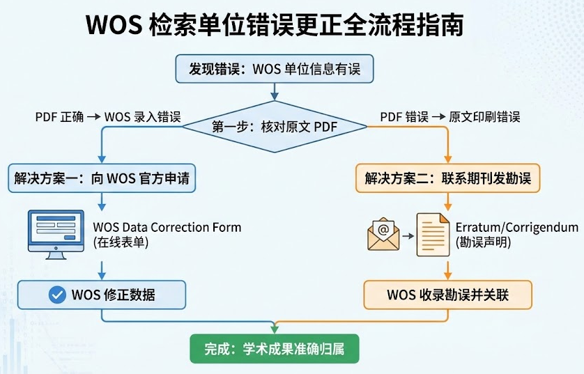 WOS 检索到了但单位写错了怎么办？Web of Science 数据更正全流程指南