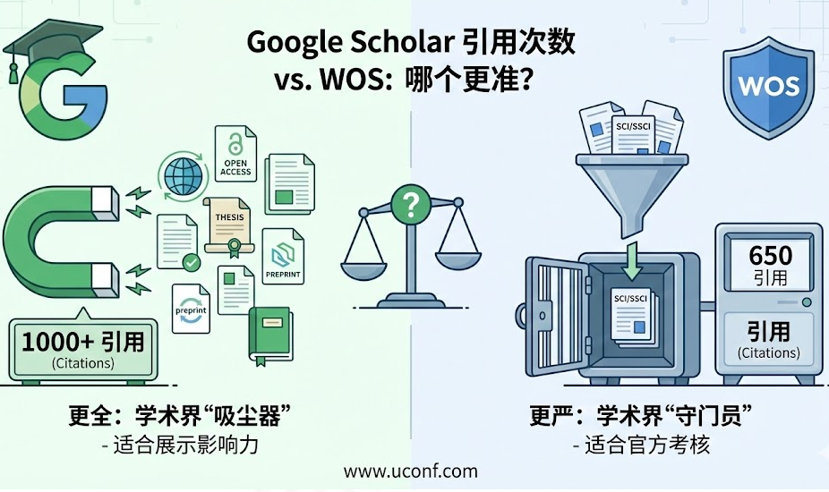 Google Scholar 和 WOS 引用次数哪个更准？权威对比与使用场景分析