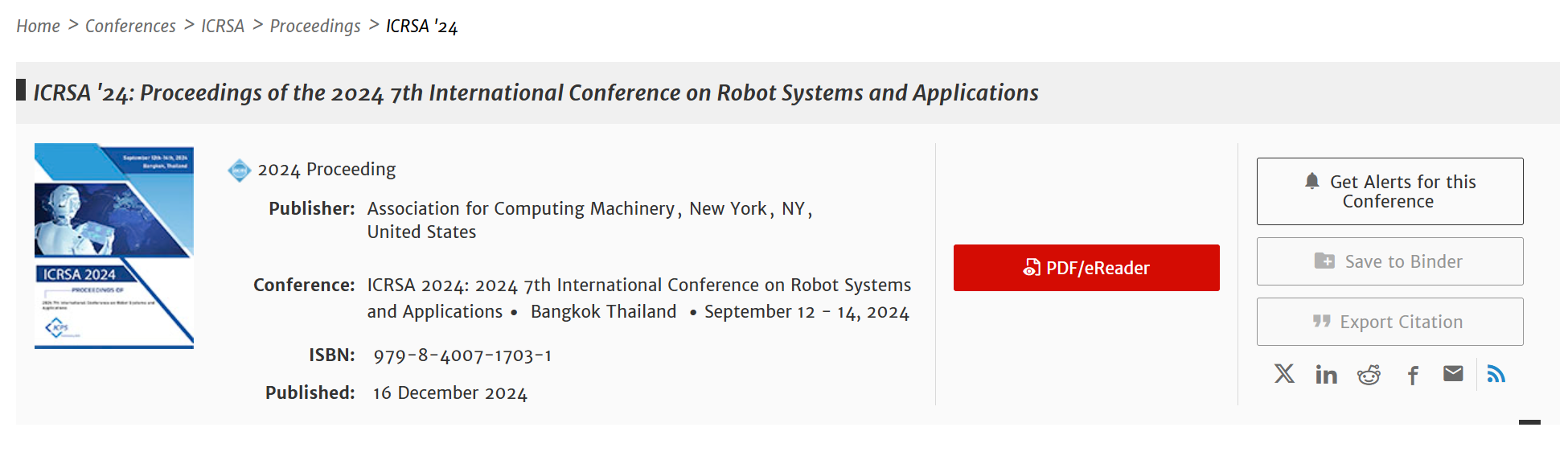 2026年第九届机器人系统与应用国际会议