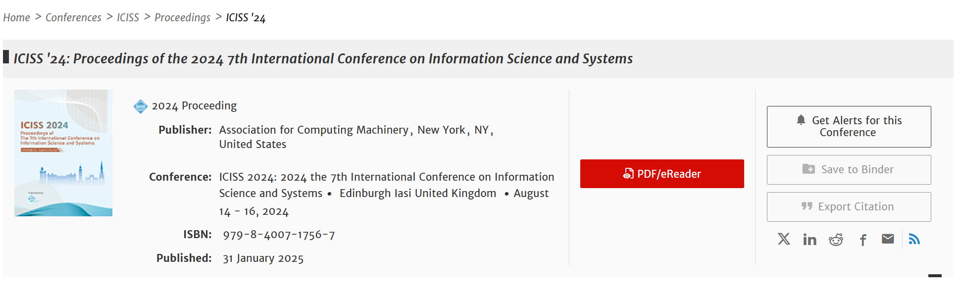 2026年第九届信息科学与系统国际会议