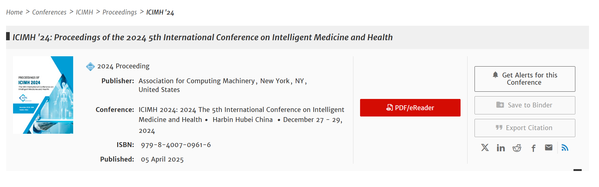 2026年第7届智能医学与健康国际会议