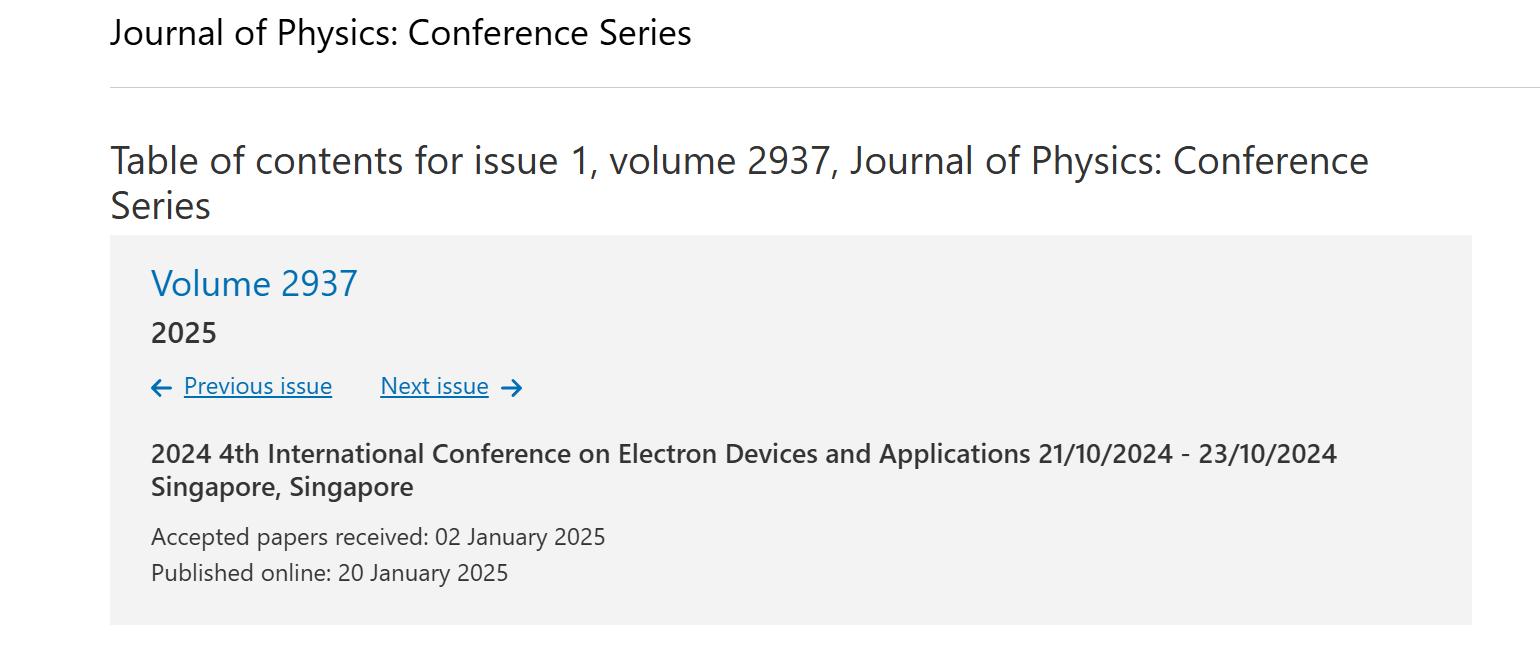 2026年第六届电子器件与应用国际会议