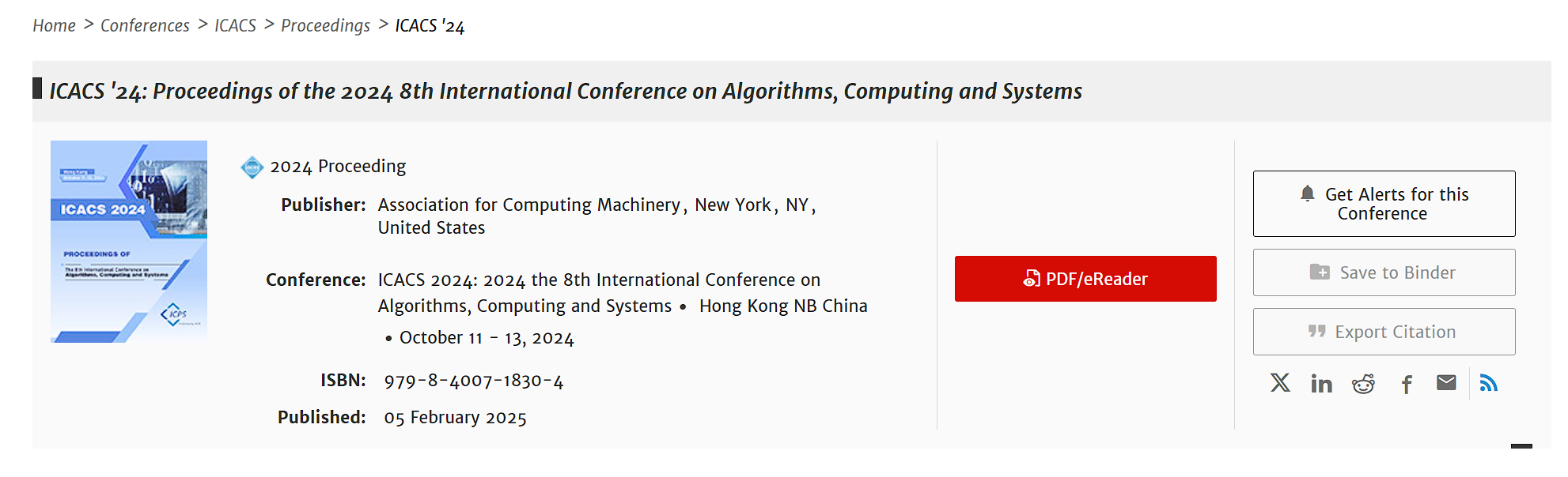 2026年第十届算法，计算与系统国际会议
