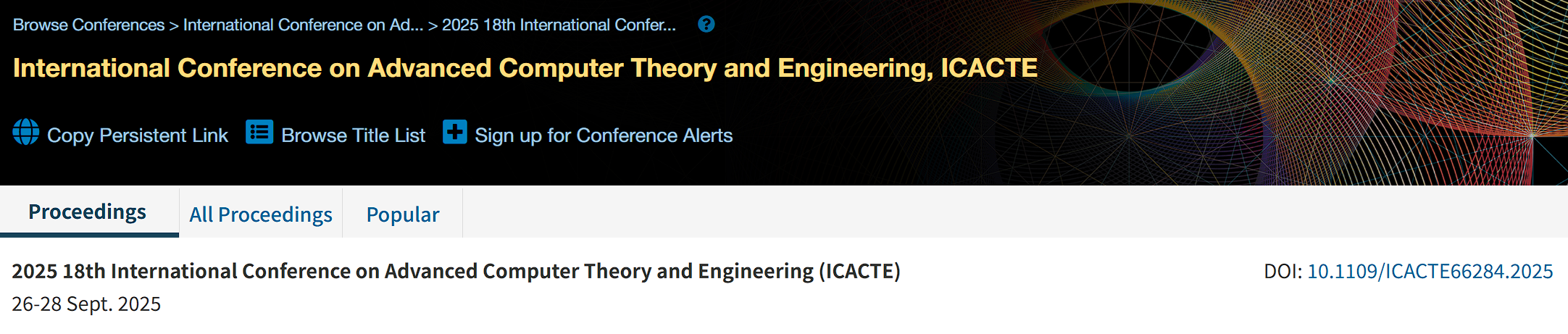 2026年第十九届前沿计算机理论与工程国际会议