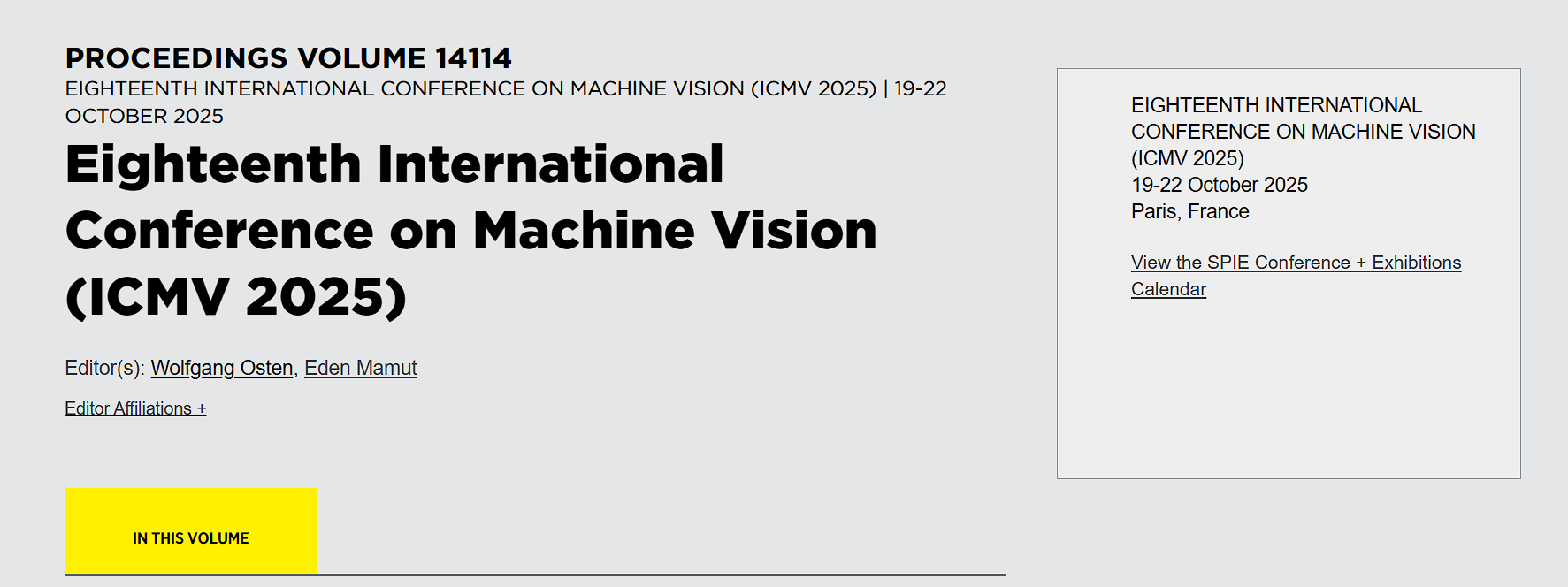 2026年第十九届机器视觉国际会议
