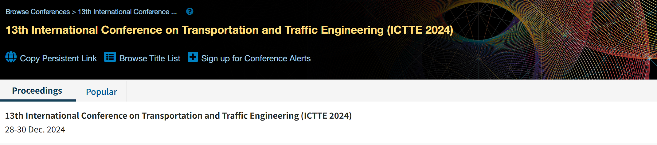 2026年第15届运输和交通工程国际会议