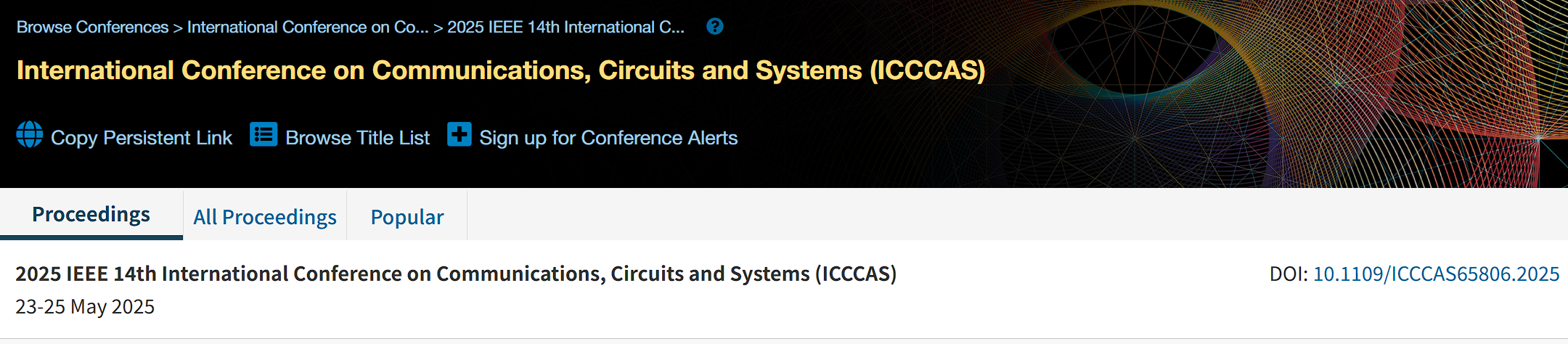 2026年第十五届通信、电路与系统国际会议