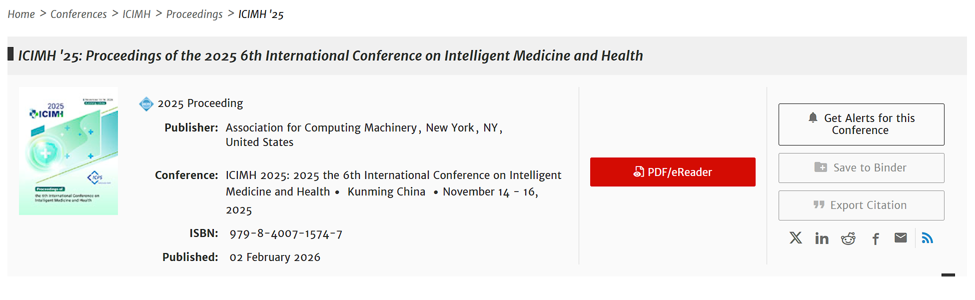 2026年第7届智能医学与健康国际会议