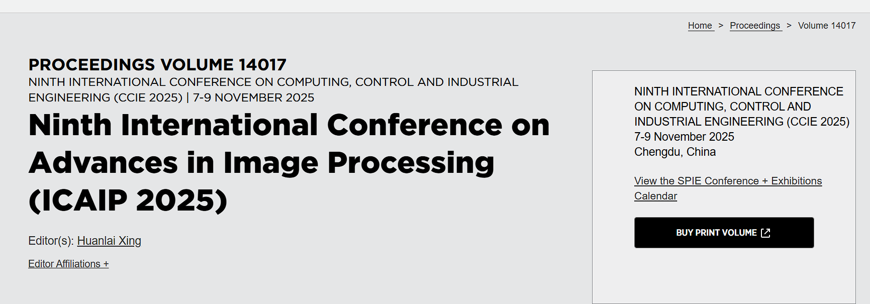 2026年第十届图像处理前沿国际会议