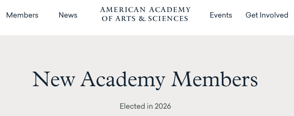 2026美国艺术与科学院新增院士揭晓，中科大、上海交大和郑州大学校友当选