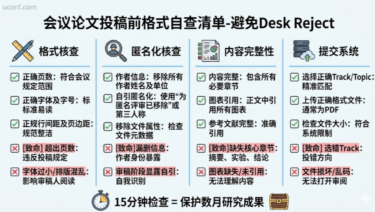 会议论文格式不符被Desk Reject怎么避免？投稿前格式自查完整指南