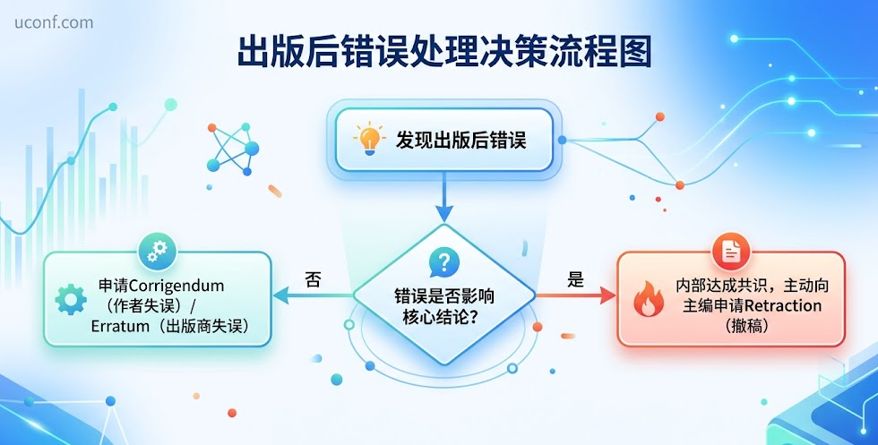 会议论文发表后发现错误的勘误与撤稿决策流程图