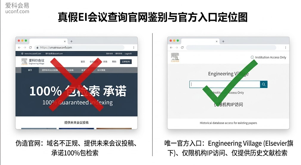 鉴别真假EI检索查询官网：唯一官方底层数据库Engineering Village(Elsevier)的访问权限与真实检索界面特征对比