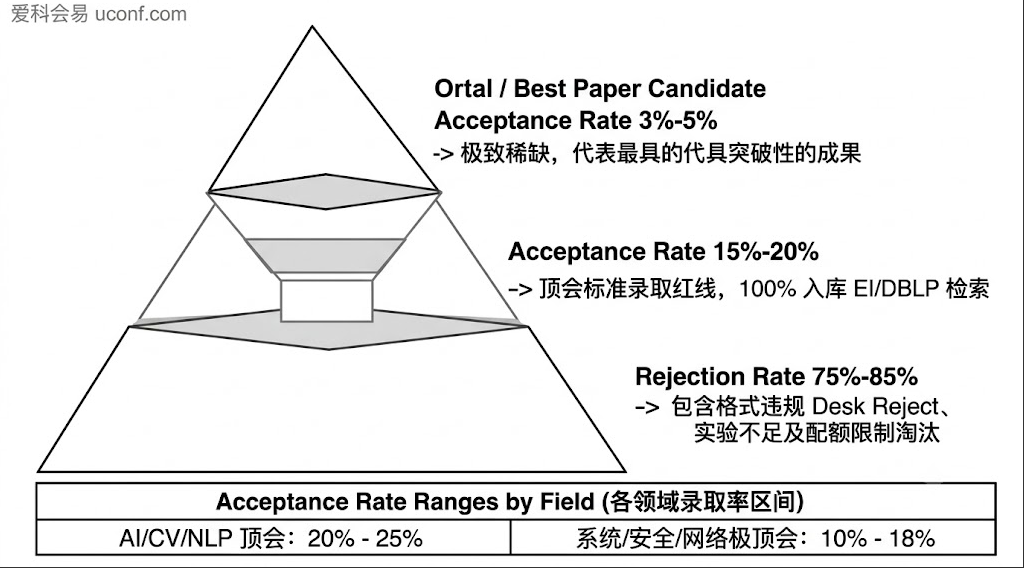 Top 级学术会议接受率结构图