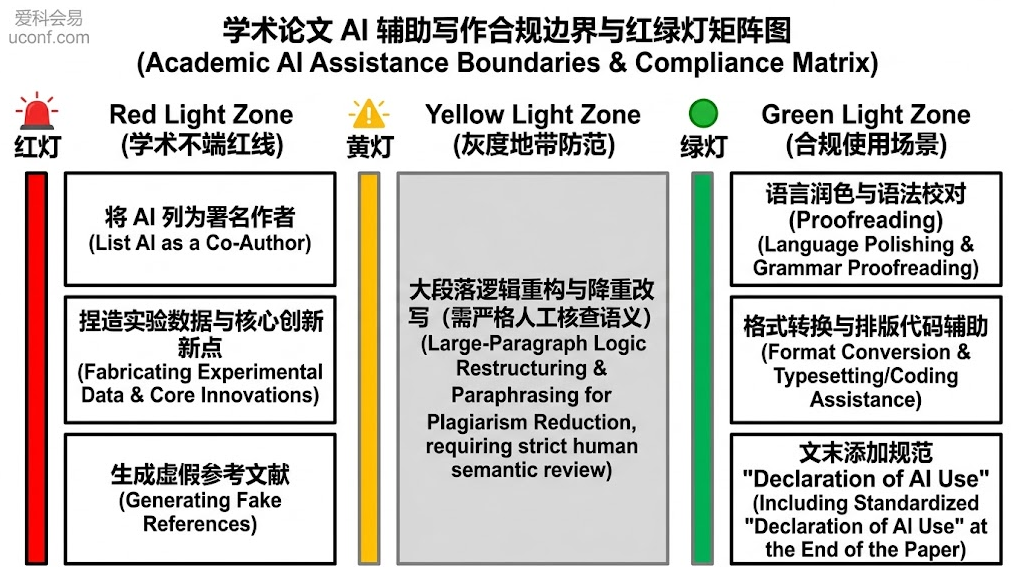 学术论文 AI 辅助写作合规边界矩阵图