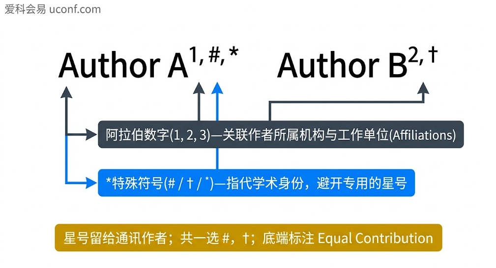 学术论文共同第一作者与通讯作者、单位数字角标标准排版规范图解