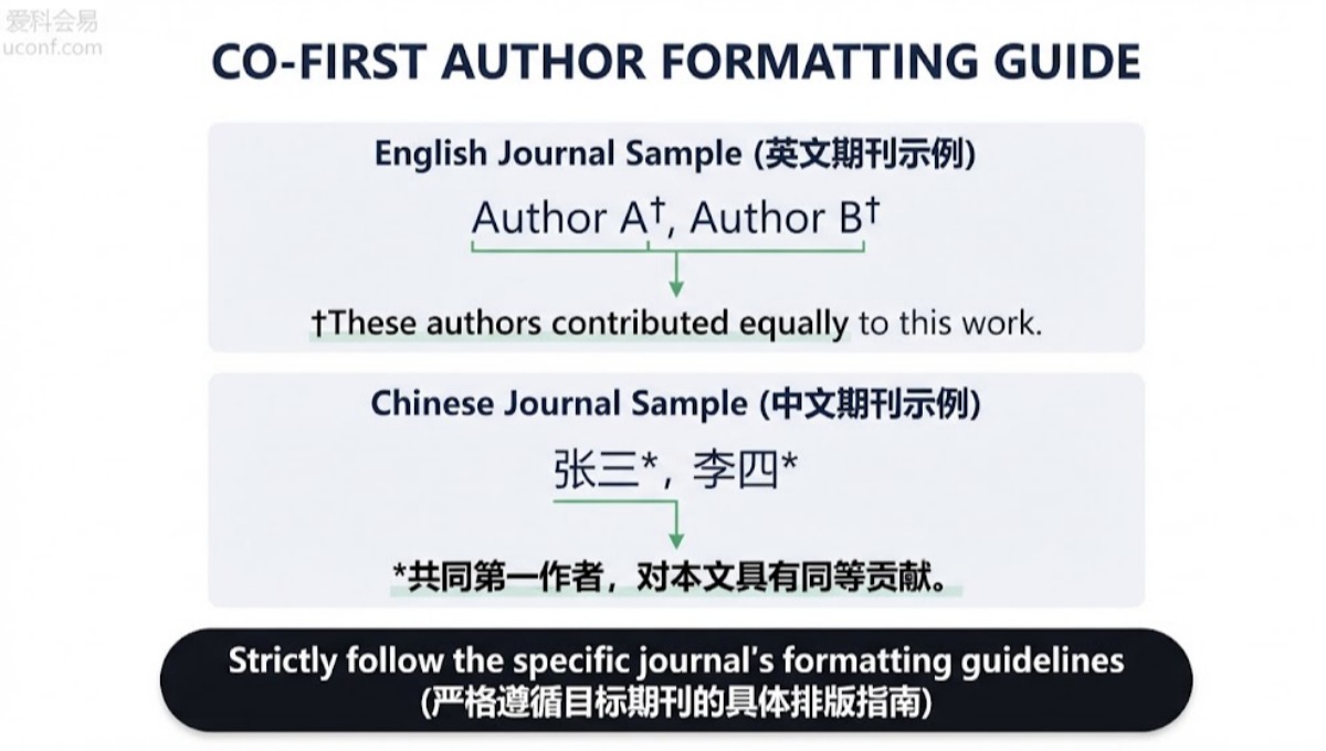 共同一作怎么标注?中英文期刊Co-First Author标准格式示例