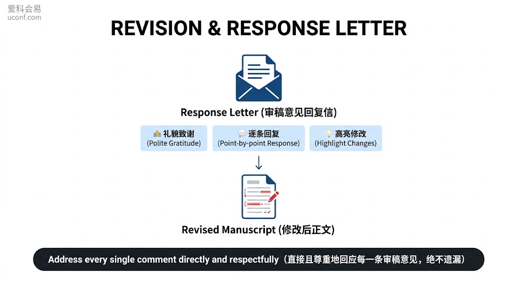 学术会议论文同行评审审稿意见处理策略与Response Letter回复信万能结构拆解图