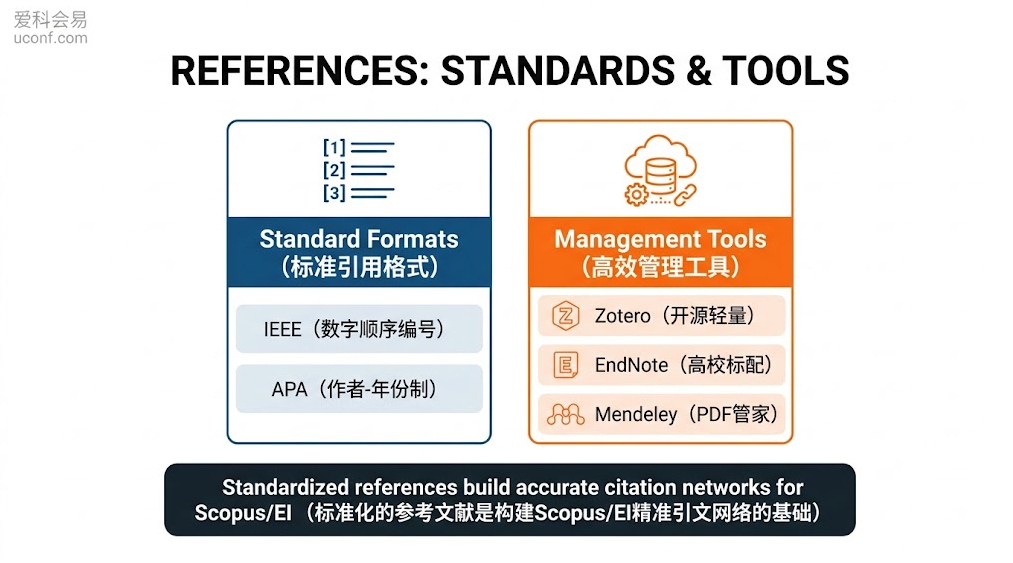 学术会议论文IEEE与APA参考文献排版标准格式及Zotero、EndNote文献管理辅助软件推荐图