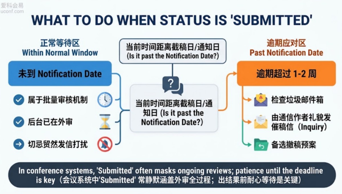 国际学术会议投稿后状态一直是Submitted怎么办？催稿时机与应对策略
