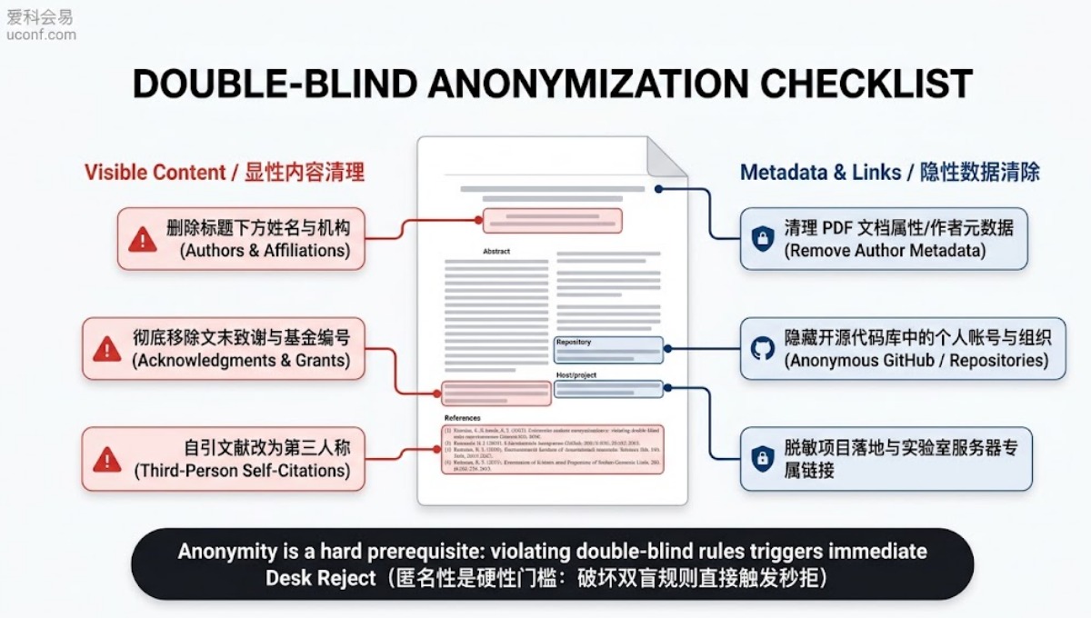 EI会议投稿双盲审稿(Double-Blind)是什么？初稿匿名处理技巧与避坑指南
