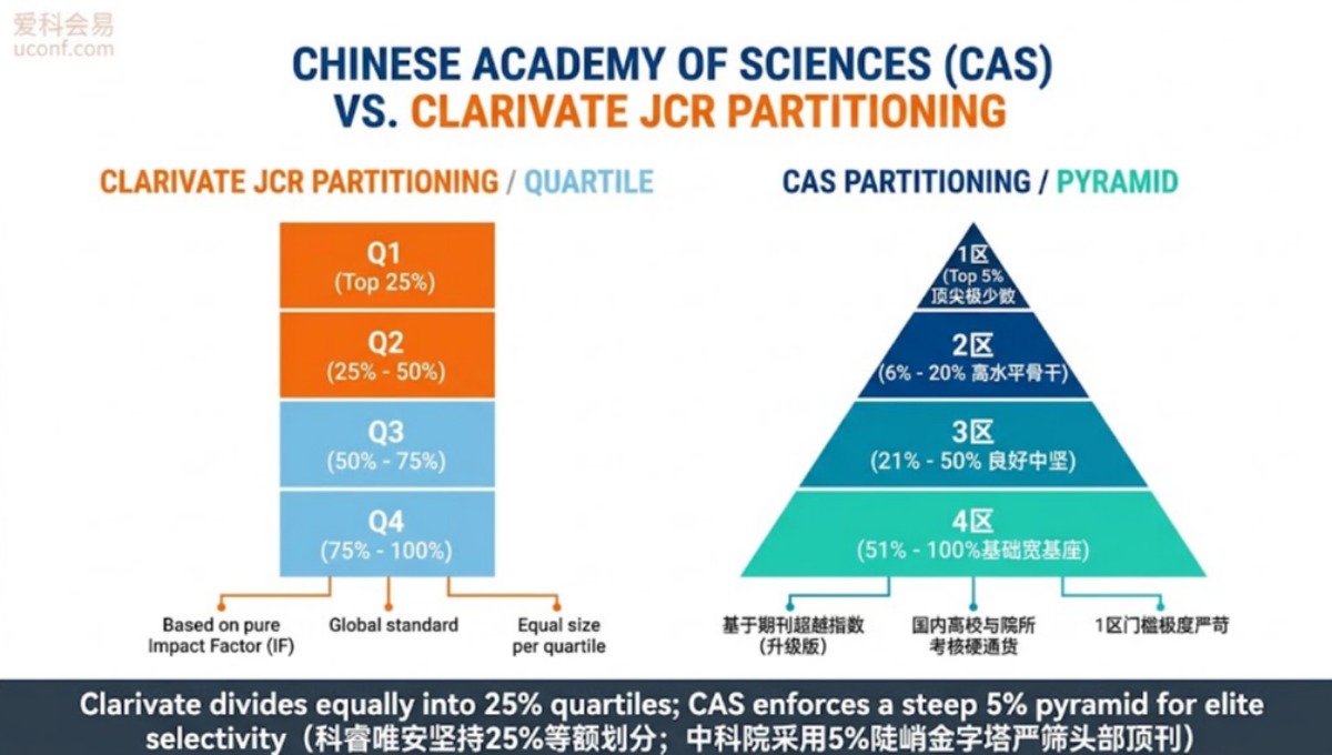 中科院分区与科睿唯安JCR分区有什么区别？一区到四区划分标准科普