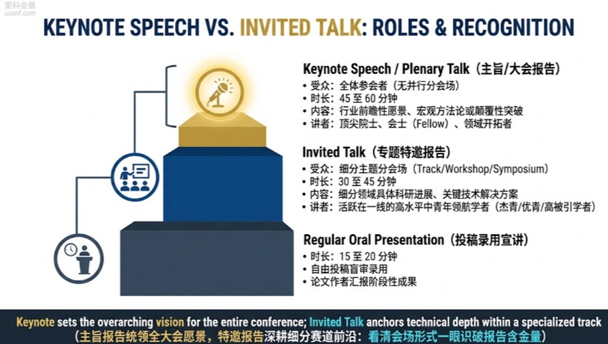 Keynote Speech与Invited Talk有什么区别？国际学术会议报告级别科普