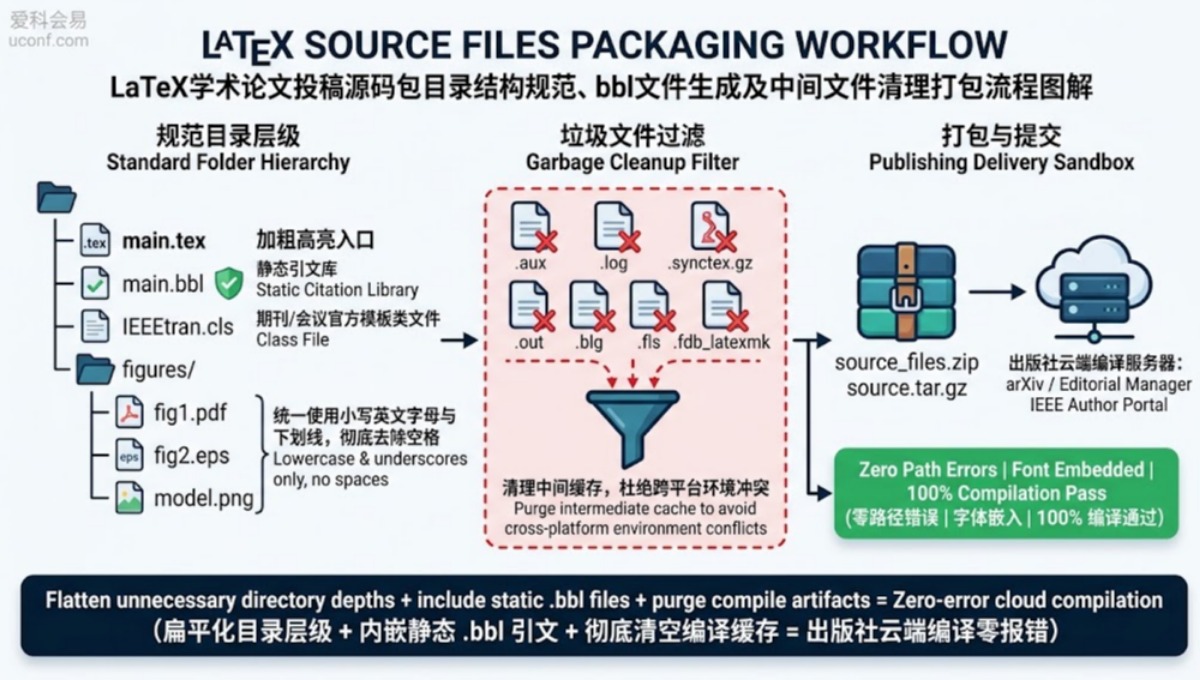 论文投稿LaTeX源码打包指南：.tex、.bib与图片文件夹整理规范